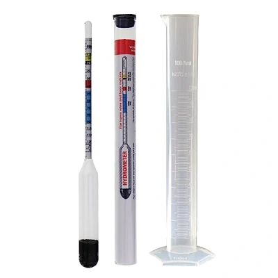 Abbildung von Hydrometer Alkoholmessgerät Wein und Bier Bierspindel mit Messzylinder Vinometer für Ideale Ausrüstung die Bierherstellung inklusive 100 ml Probenglas Aräometer