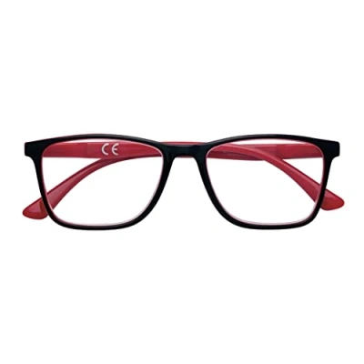 Abbildung von Zippo® Lesebrille, hergestellt mit einem weichen Linienrahmen, ideal für Männer und Frauen, Diopter +1,50, schwarze, rote Stangen