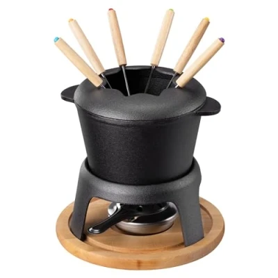Abbildung von Navaris Gusseisernes Fondueset Käsefondue Set für 6 Personen Fondue Käse Fleisch oder Schokolade Topf aus Gusseisen