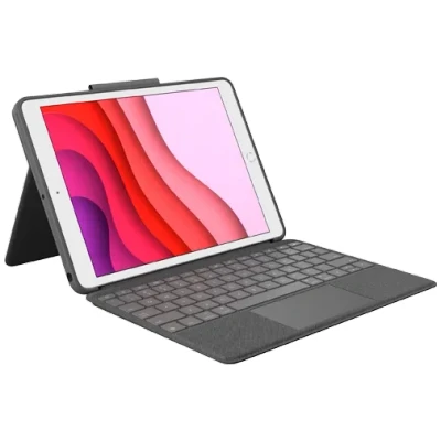 Abbildung von Logitech Combo Touch Hülle Apple iPad 2019/2020/2021 Grau Qwerty
