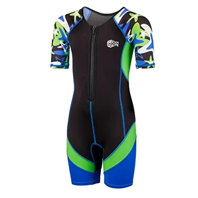 Abbildung von BECO Sealife Neoprenanzug Kinder kurz, wärmender Schwimmanzug aus 2 mm SCR Neopren, Neopren Shorty mit UPF 50+, UV für Jungen &amp; Mädchen in Blau, Größe: 152