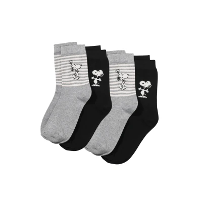 Abbildung von Peanuts Snoopy 4 PAAR Socken, Damen, Größe: 35 38, Mehrfarbig