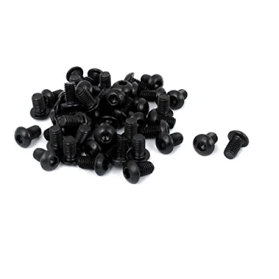 Abbildung von sourcing map M6x 10mm Knopfkopf Innensechskantschraube Schwarz 50Stk
