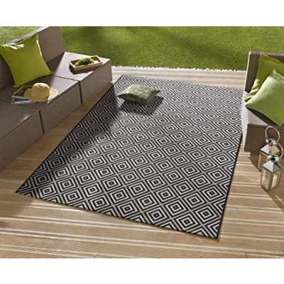 Abbildung von NORTHRUGS Teppich »Karo«, rechteckig, 8 mm Höhe, In &amp; Outdoor, Läufer, Wetterfest, Raute, Balkon, Garten, Flur