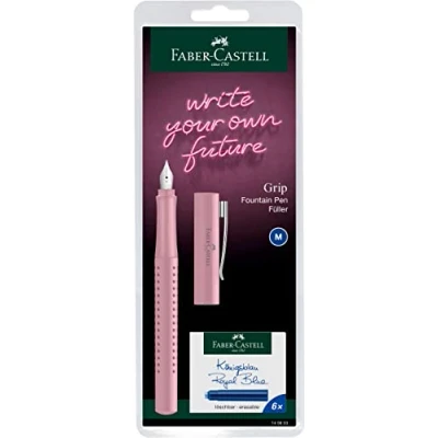 Abbildung von FABER CASTELL 140833 Füllfederhalter Grip 2010, Federbreite M, rose shadow, mit 6 Ersatzpatronen