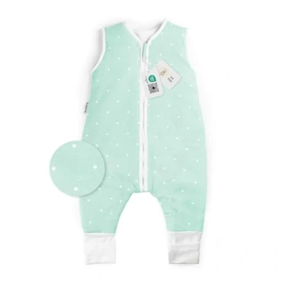 Abbildung von Ehrenkind® Babyschlafsack mit Beinen aus Bio Baumwolle Ganzjährig geeignet Kleidergröße 70 Farbe Grau weißen Punkten