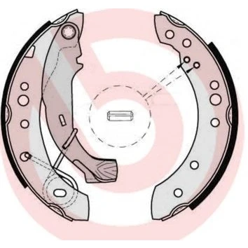 Abbildung von BREMBO S 61 526 Bremsbacken 203 39 mit Handbremshebel DACIA: SANDERO 2, LOGAN I Saloon, MCV RENAULT: Clio 4, CITROËN: C3 II, Hatchback