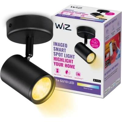 Abbildung von WiZ Imageo 1er Spot Tunable White, Deckenleuchte, dimmbar, warm bis kaltweiß, smarte Steuerung per App/Stimme über WLAN, schwarz