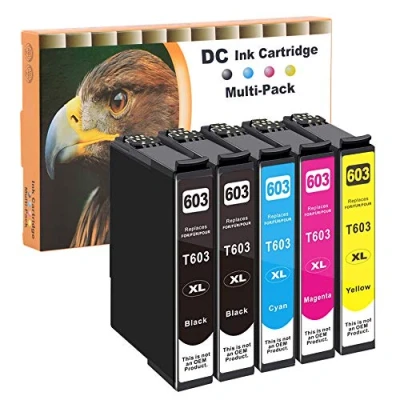Abbildung von D&amp;C 5x Druckerpatronen Kompatibel für Epson 603 XL WorkForce WF 2810 DWF 2830 2835 2850 Expression Home XP 2100 Series 2105 3100 3105 4105
