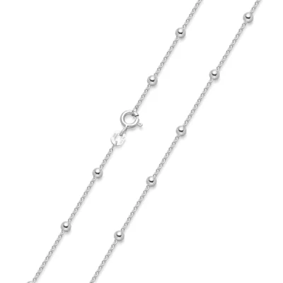 Abbildung von MATERIA Kugel Halskette Damen Silber 925 Silberkette Kugelkette kurz für Frauen Mädchen in Box K103 40 cm