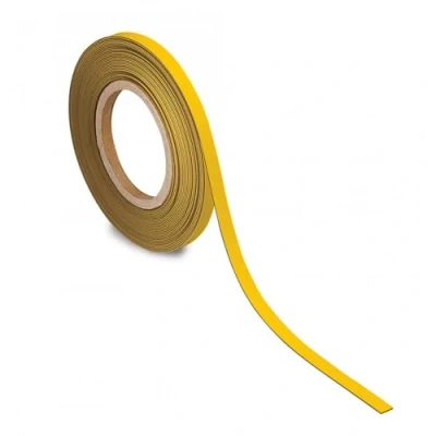 Abbildung von MAUL Kennzeichnungsband 10mm x 1mm Beschriftbares Band mit magnetischer Rückseite Vielseitig anwendbar in Büro, Werkstatt, Lager und Küche Individuell zuschneidbar 10m Länge Gelb