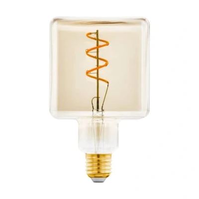 Abbildung von EGLO LED E27 Lampe dimmbar, Vintage Deko Glühbirne amber, Spiral 4 Watt, 180 Lumen, warmweiß, 1600 Kelvin, Leuchtmittel Cube, Ø 9,5 cm