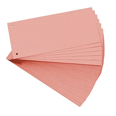 Abbildung von Exacompta 13435B 100er Pack Karton Trennstreifen. 10,5 x 24 cm rosa. Für eine übersichtliche Anblage Ihrer Dokumente. Trennlaschen Trennblätter Ordner Register Blauer Engel