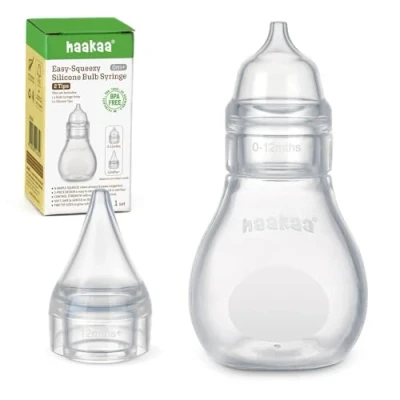 Abbildung von haakaa Silikon Nasensauger Baby Sicherer Nasenreiniger Easy Squeeze Nose Bulb Syringe, unblocker, 0m+ Neugeborenes,Kleinkind（1 Ersatzkopf） Transparent