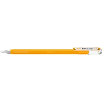Abbildung von Pentel K110 VF2X Mattehop Gel Tintenroller mit hochdeckender Tinte in mattem Finish, Modell Kappe, 1 Stück, gelb orange