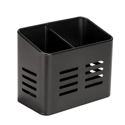 Abbildung von WENKO Besteckkorb Mod. Baco, Korb aus Metall in Schwarz, 2 Fächer, Aufbewahrung für Besteck und Küchenhelfer, Black Outdoor Kitchen