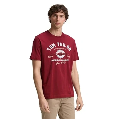 Abbildung von TOM Tailor LOGO TEE Tshirt print, Herren, Größe: Large, Burned cordovan red