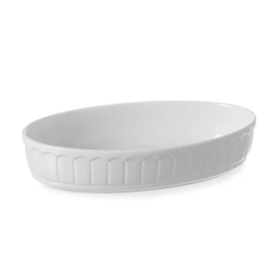 Abbildung von HENDI Ofenform Rustica, Oval, Hohe Schlag und Verschleißfestigkeit, geeignet für Ofen, Mikrowelle, Geschirrspüler, 220x130x(H)40mm 786321 strahlendes weiß