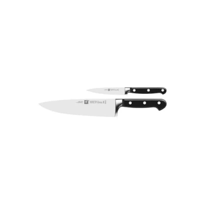 Abbildung von ZWILLING Professional S Messer Set, 2 teilig (Spick /Garniermesser 10 cm, Kochmesser 20 cm), Rostfreier Spezialstahl/Kunststoff Griff mit Nieten, Schwarz [Made in Germany]