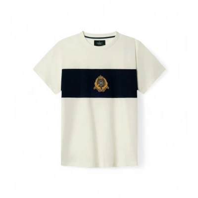 Abbildung von Hackett London für Jungen. HK5000068 Crest Panel T-Shirt in gebrochenem Weiß (3Años= 97cm), Lässig, Baumwolle, Kurzarm, Kinderbekleidung