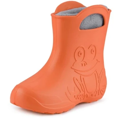 Abbildung von Ladeheid Kinder Mädchen Jungen federleichte Eva Thermo Gummistiefel gefüttert LA 861 (Orange151c/Grau, 24/25 EU)