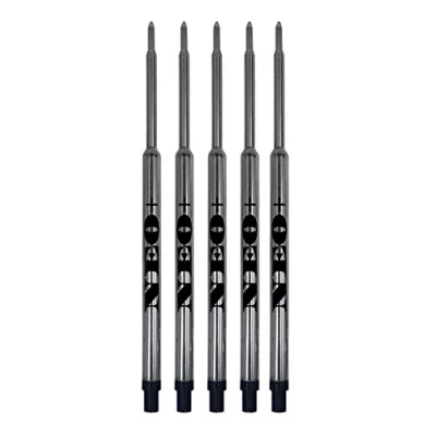 Abbildung von 5 x Sätze Stift Minen für Waterman Kugelschreiber. Soft Roll Kugelschreiberminen (5 schwarze Tinte)
