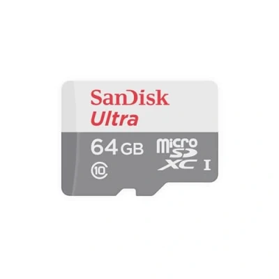 Abbildung von SanDisk Ultra microSDXC 64GB, up to 100MB/s, Class 10, UHS I, Full HD Video White/Grey