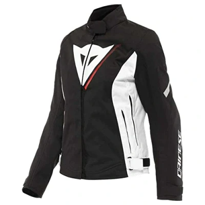 Abbildung von Dainese Veloce Lady D Dry Jacket, Motorradjacke Ganzjährig Wasserdicht mit Abnehmbarer Thermoschicht, Damen, Schwarz/Weiß/Lava Rot, 50