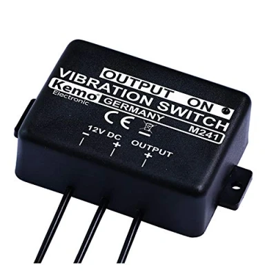 Abbildung von Kemo M241 Vibrationsschalter 12 V/DC. Einschalten bei Vibrationen, Ausschalten Stillstand. Betriebsspannung 11 15 V. Für Geräte mit Stromaufnahme von ca. 1000 mA., Schwarz