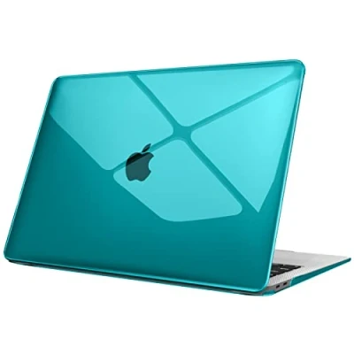 Abbildung von Fintie Hülle kompatibel mit MacBook Air 13 (2018 2020 Version) A2337(M1)/A2179/A1932, Ultradünne Hartschale Schutzhülle Snap Case, Dunkles Cyan