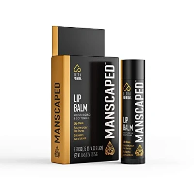Abbildung von Lippenpflegestift von MANSCAPED®: Feuchtigkeitsspendend und beruhigend, Mit Vitamin E, Pfefferminz Eukalyptusöl gegen spröde Lippen, Mattes Finish (3er Pack)