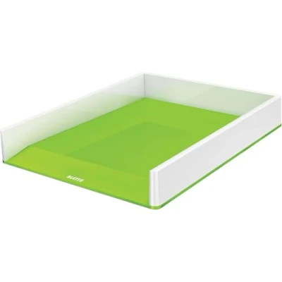 Abbildung von Leitz Briefkorb A4, 4er Pack, Zweifarbiges Design, Weiß/Grün, Duo Colour, WOW, 53611054