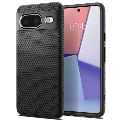 Abbildung von Google Pixel 8 Hülle Silikon Spigen Backcover/Soft Case Handyhülle Schwarz Shockproof/Stoßfest