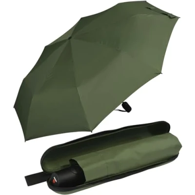 Abbildung von Knirps Regenschirm Taschenschirm mit Auf Zu Automatik Travel Duomatic im Case Olive