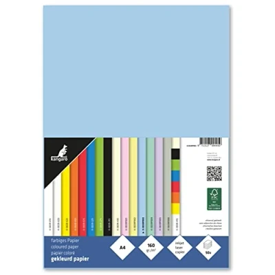 Abbildung von Kangaro Tonpapier Pastell Blau DIN A4 120g/m² FSC mix 100 pack Briefpapier Bastelpapier DIY