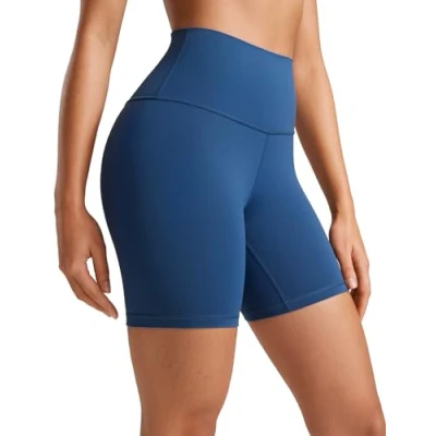 Abbildung von CRZ Yoga Womens Kurze Sporthose Laufshorts Sommer Radlerhose High Waist Fitness Shorts ButterLuxe 15cm FRANZÖSISCHE MARINE 40