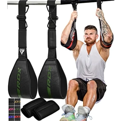 Abbildung von RDX bauchmuskelschlaufen, Maya Hide Leder Gepolstert AB Straps D Ring für Bauchübungen Trainingseinheiten Klimmzüge Fitness Gym beinheben, Männer und Frauen armschlaufen Training schlaufen Schlinge