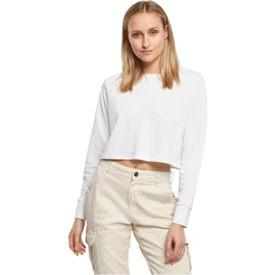 Abbildung von Build Your Brand Damen Ladies Terry Cropped Crew Pullover Sweater, Weiß, S EU