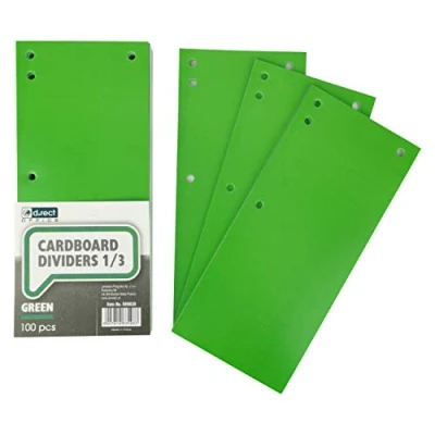 Abbildung von D.RECT 100er Pack Karton Trennstreifen. 11x24cm Trennlaschen Trennblätter Ordner Register 160g/m² Grün, 009630