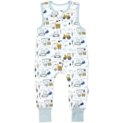 Abbildung von TupTam Baby Ganzjahresschlafsack mit Füßen 2,5 TOG OEKO TEX Unisex, Farbe: Baustelle Bagger Traktor Raupe, Größe: 80 86