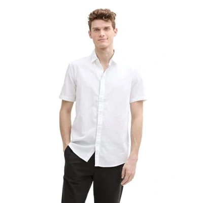 Abbildung von TOM TAILOR Herren Basic Regular Fit Hemd mit Struktur, White, M