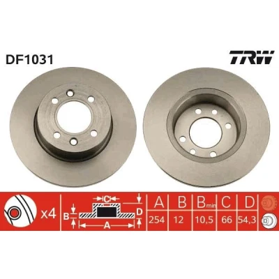 Abbildung von TRW DF1031 Bremsscheibe 254 12 4 100 voll lackiert RENAULT: ESPACE 2