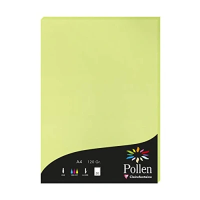 Abbildung von Clairefontaine 44205C Packung mit 50 Karten Pollen 120g, DIN A4, 21 x 29,7cm, Knospengrün
