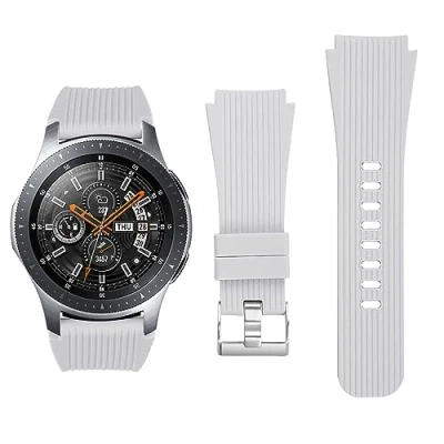 Abbildung von Armband Kompatibel mit Samsung Galaxy Watch 46mm, 3 45mm, Gear S3 Frontier/Classic, 22mm Weiche Silikon Ersatz Uhrenarmbänder für Huawei GT 2 46mm (Grau)