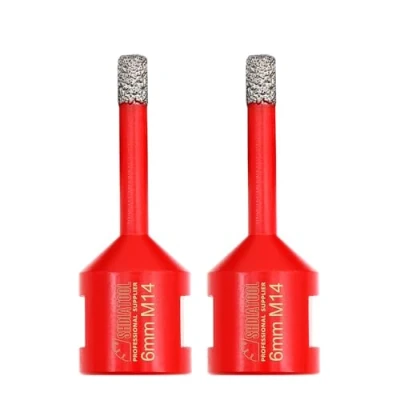 Abbildung von SHDIATOOL Diamant Bohrkrone 2 Stücke 6mm M14 Gewinde für Porzellan Fliese Keramik Granit Marmor Trockenbohren