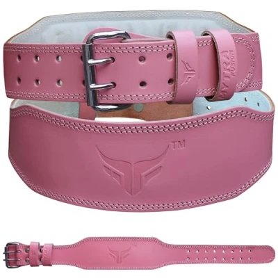 Abbildung von Mytra Fusion gewichthebergürtel damen Powerlifting belt Echtes Leder gym gürtel für Fitnessstudio, Fitness, Workout, Gewichtheben, Kreuzheben und (Pink, S)