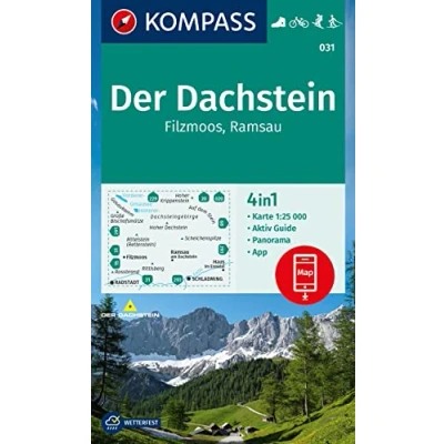 Abbildung von KOMPASS Wanderkarte 031 Der Dachstein, Ramsau, Filzmoos 1:25.000: 4in1 mit Panorama und Aktiv Guide inklusive Karte zur offline Verwendung ... Fahrradfahren. Skitouren. Langlaufen.