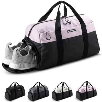 Abbildung von Fitgriff® Sporttasche &amp; Reisetasche V2 für Damen und Herren mit Schuhfach Nassfach Tasche Sport, Fitness, Reisen Trainingstasche, Gym Bag, (Black/Pink, Medium)