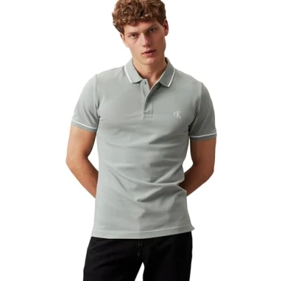 Abbildung von Calvin Klein Jeans Tipping SLIM Poloshirt, Herren, Größe: XXL, Slate gray