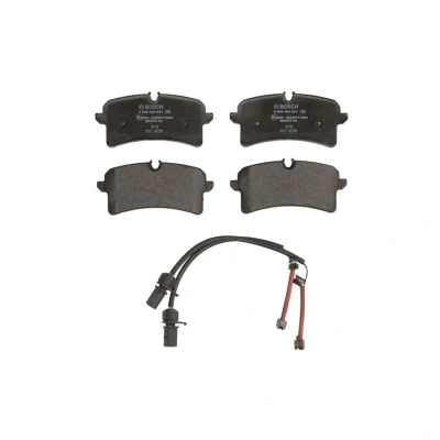 Abbildung von BOSCH 0 986 494 841 Bremsbelagsatz Low Metallic inkl. Verschleißwarnkontakt mit Anti Quietsch Blech AUDI: A8 D4